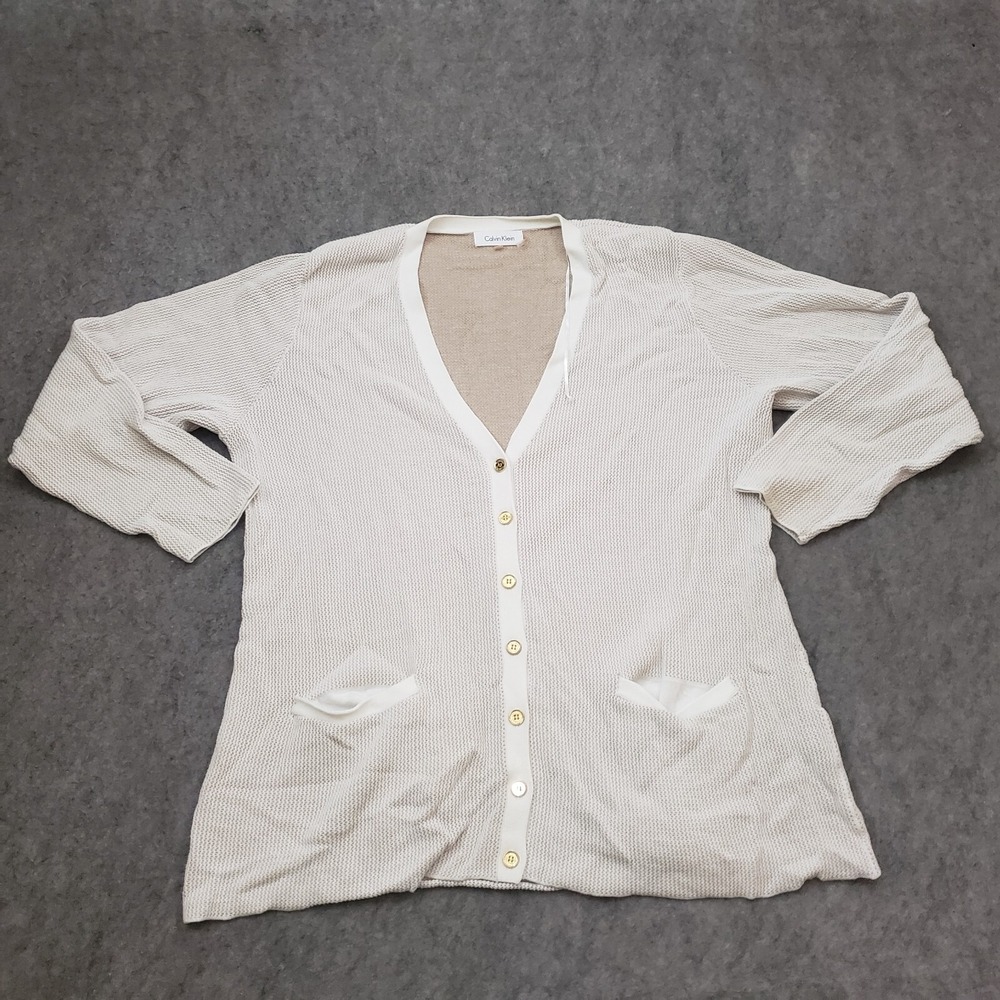 Calvin Klein Sweater Womens 0X Brown Cardigan Long Sleeve Button Plus‎ Ladies *